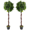 Artificial Topiary Bay Laurel Trees Pair 120cm Trunk