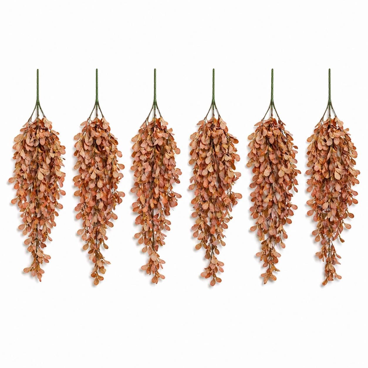 Pack of 6 x 70cm Artificial Trailing Botanik Spray Stem - Dusty Orange - Premium Quality