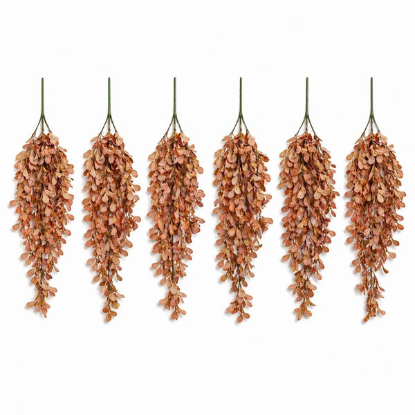 Pack of 6 x 70cm Artificial Trailing Botanik Spray Stem - Dusty Orange - Premium Quality