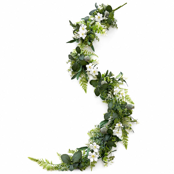 155cm Artificial White Spring Flower Garland
