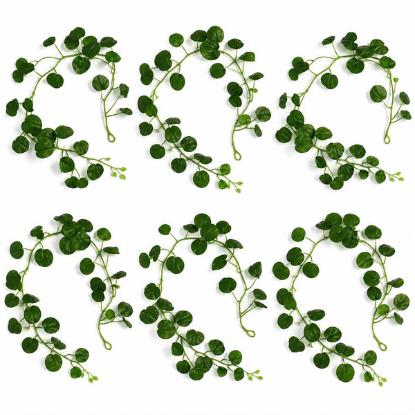 Pack of 6 x 160cm Artificial Round Pilea Leaf Garland Hanging Decoration