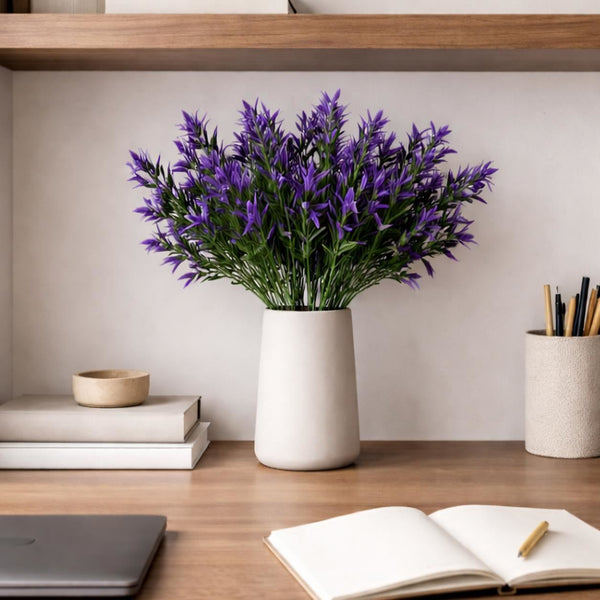 Pack of 6 x 34cm Artificial Lavender Stem Plant – Faux Floral Filler