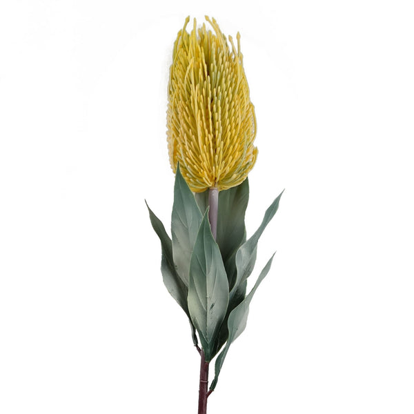 Pack of 6 x 75cm Banksia Menziesii Yellow Flower Stem Artificial - Premium Quality