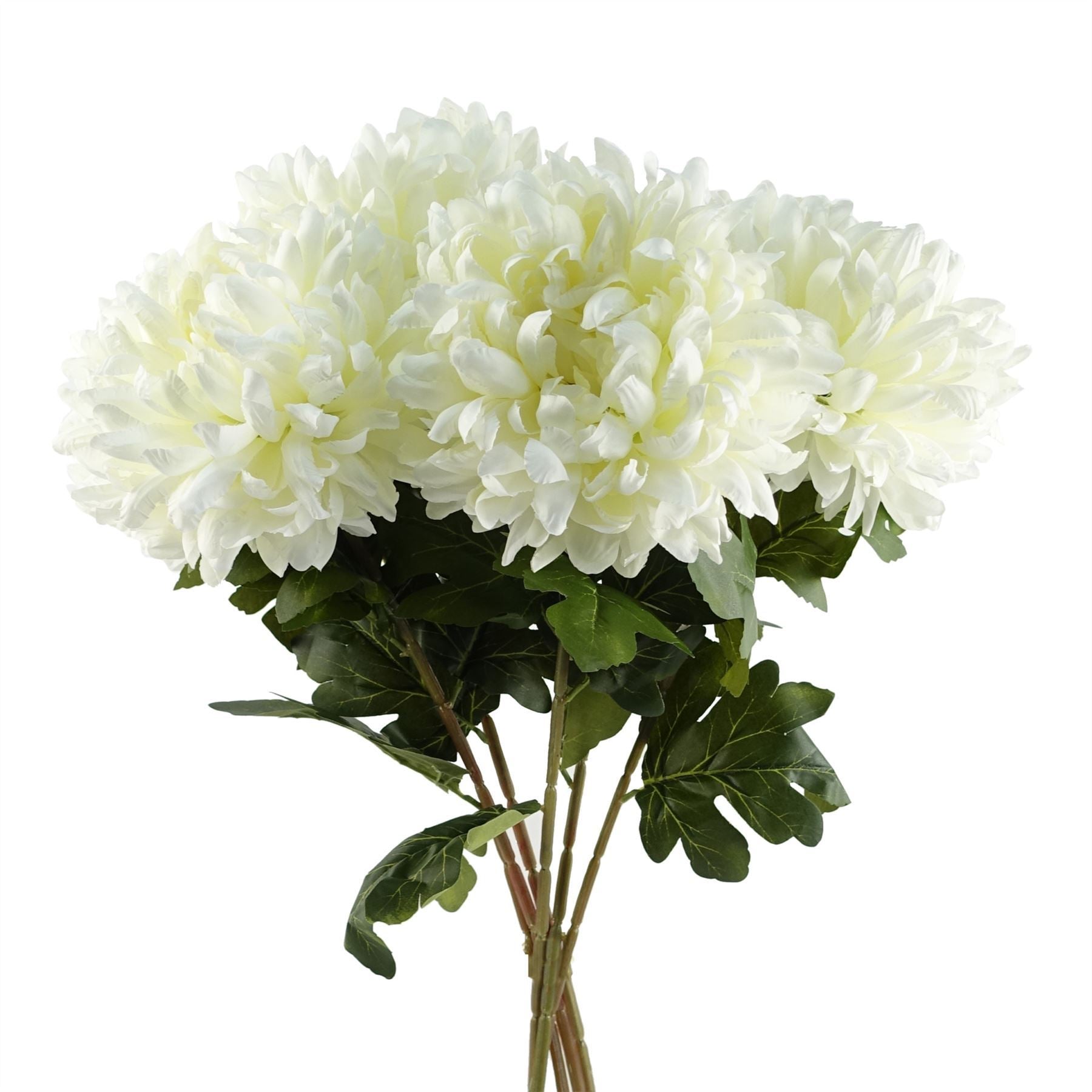 Pack of 6 x 75cm Extra Large Reflex Chrysanthemum - White - Premium Quality