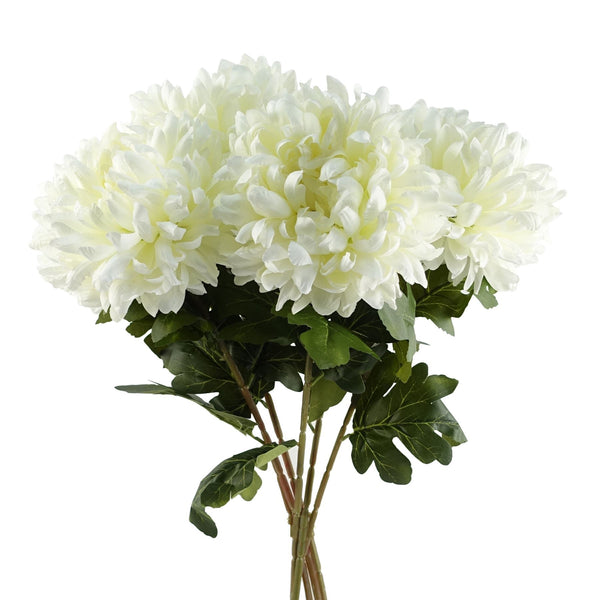 Pack of 6 x 75cm Extra Large Reflex Chrysanthemum - White - Premium Quality