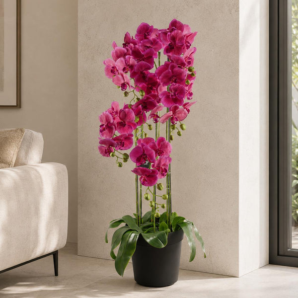 Large Pink Artificial Orchid Plant Artifcial 41 REAL TOUCH flowers Botanik