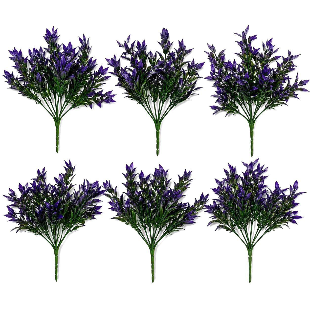 Pack of 6 x 34cm Artificial Lavender Stem Plant – Faux Floral Filler