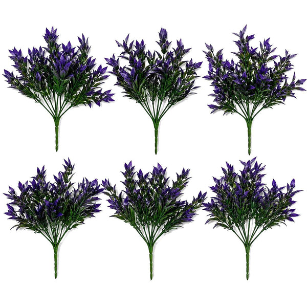Pack of 6 x 34cm Artificial Lavender Stem Plant – Faux Floral Filler
