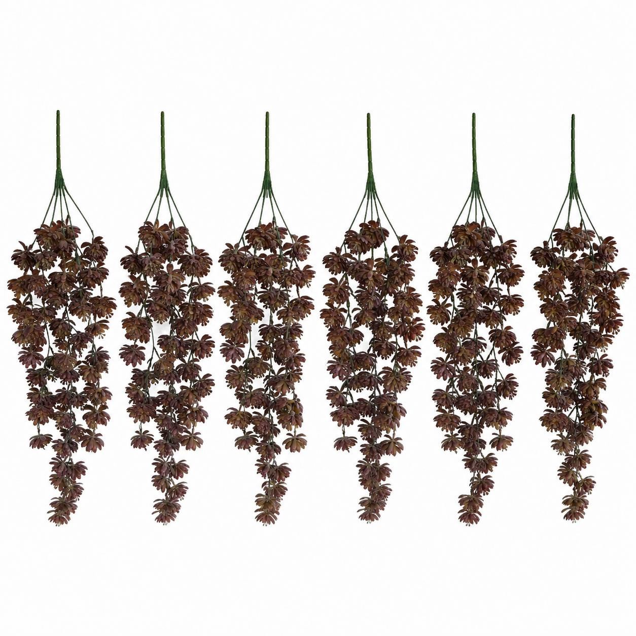 Pack of 6 x 70cm Artificial Trailing Sedum Succulent Plant Dusty Brown Hanging Faux Greenery - Premium Quality