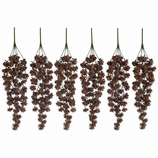Pack of 6 x 70cm Artificial Trailing Sedum Succulent Plant Dusty Brown Hanging Faux Greenery - Premium Quality