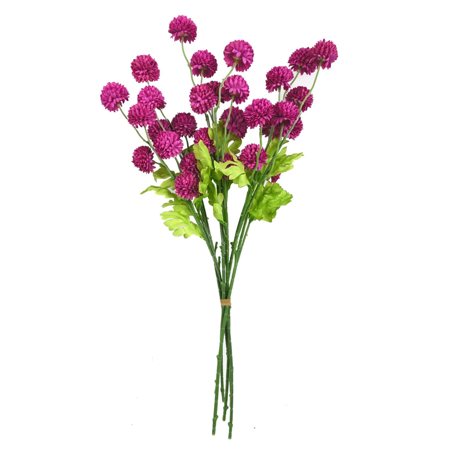 Pack of 6 x 50cm Dahlia Pompom Pink Artificial Stem - Premium Quality