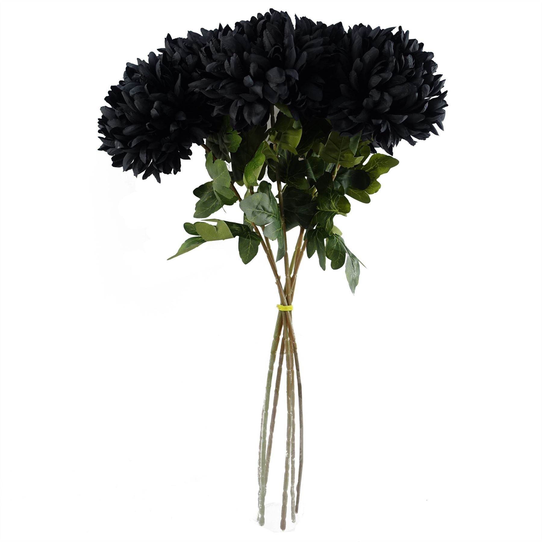 Pack of 6 x Artificial Flowers Extra Large Reflex Chrysanthemum - Black 75cm