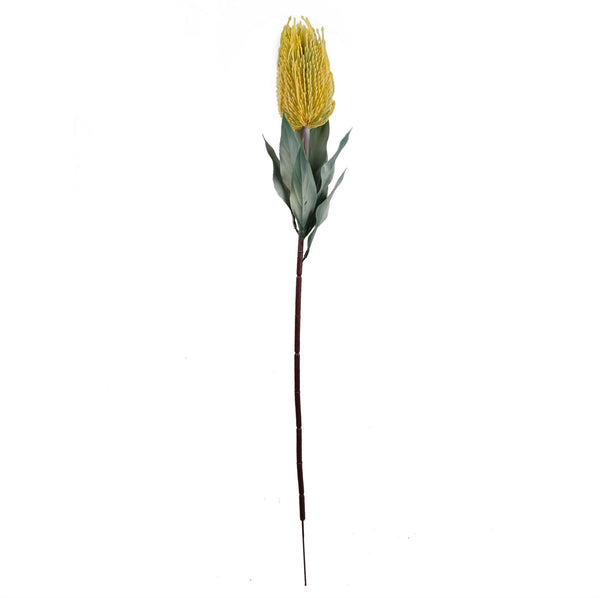 Pack of 6 x 75cm Banksia Menziesii Yellow Flower Stem Artificial - Premium Quality