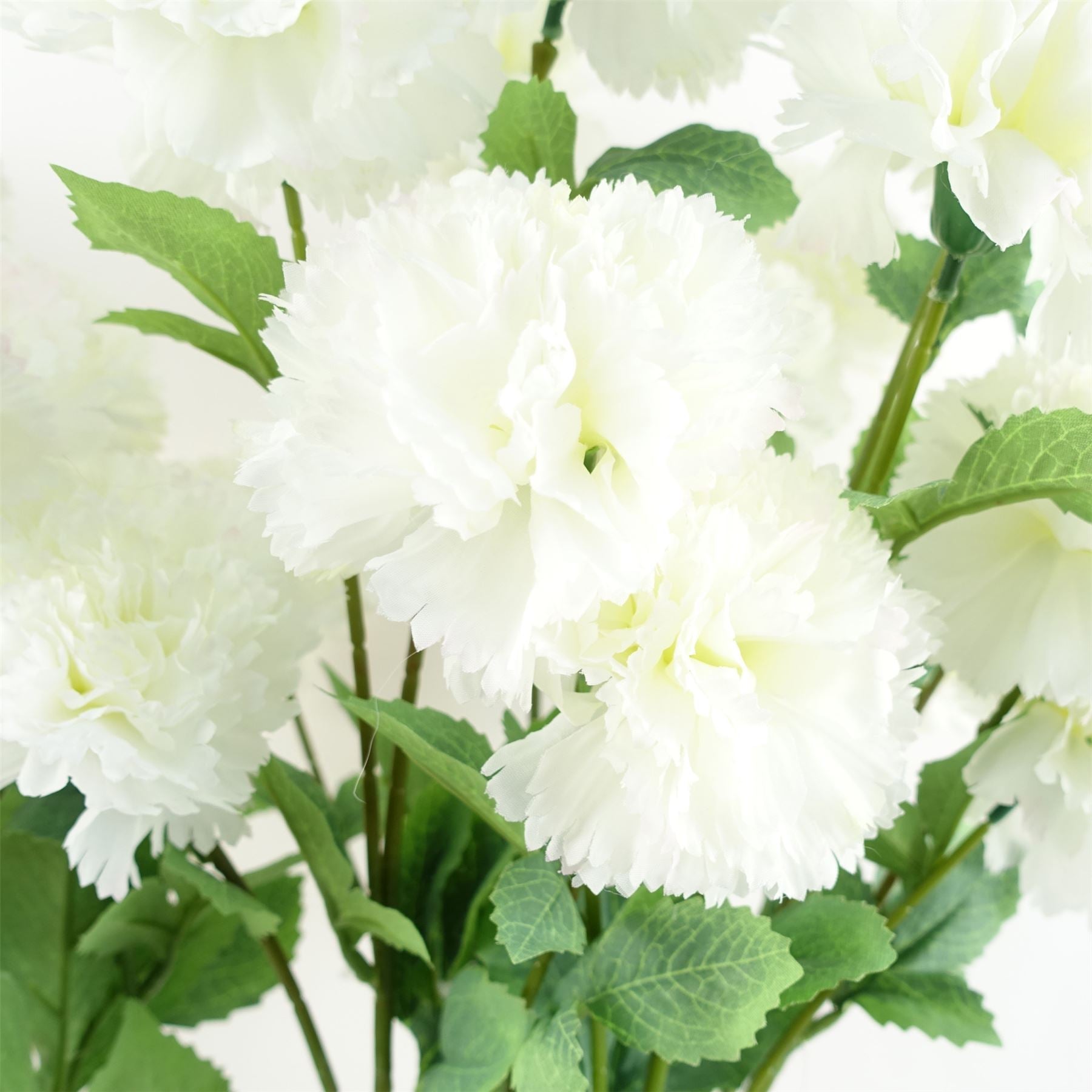 Pack of 6 x Artificial Flowers White Carnation Stem - 4 Flowers 70cm