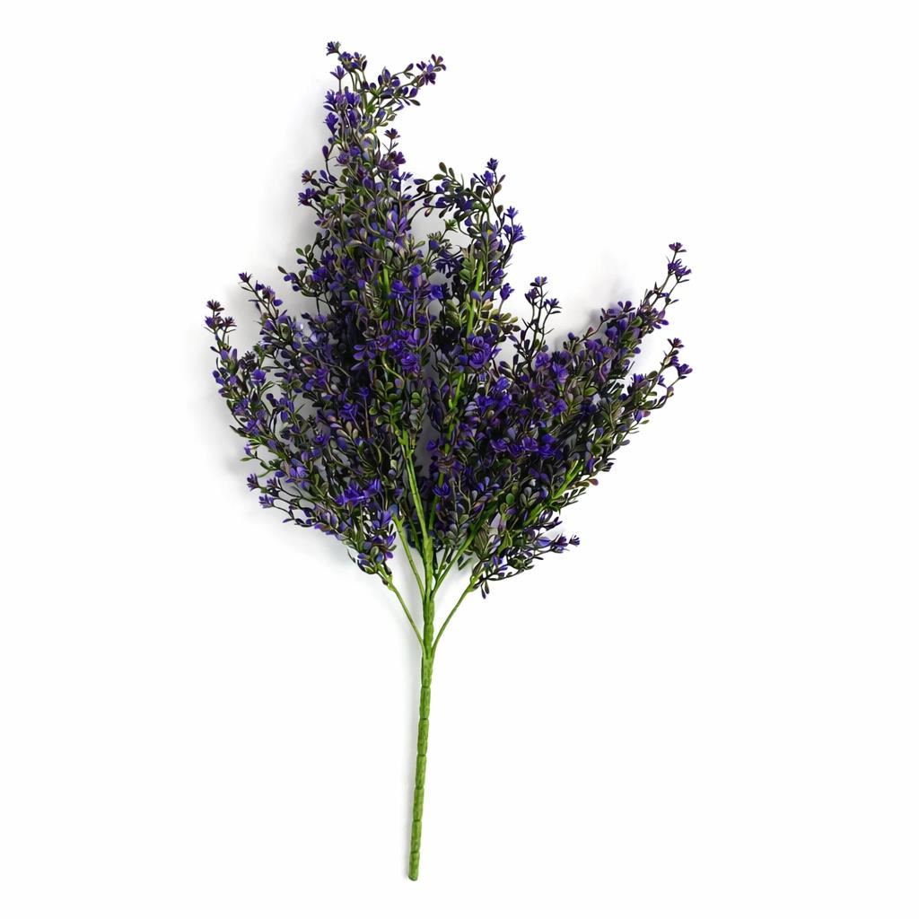 Pack of 6 x 75cm Artificial Purple Heather Flower Bush Stem