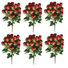 Pack of 6 x 52cm Artificial Red Rose Bunch - Premium Quality