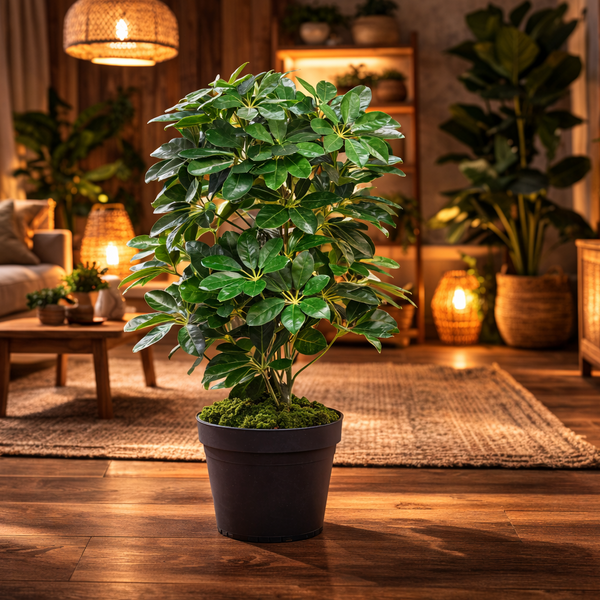 Artificial Plant Umbrella Tree Black Plastic Pot 55cm