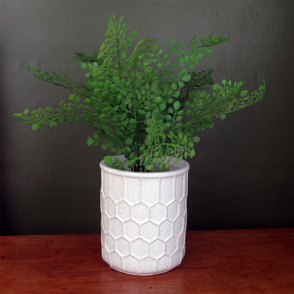 White Honeycomb Speckled Ceramic Planter