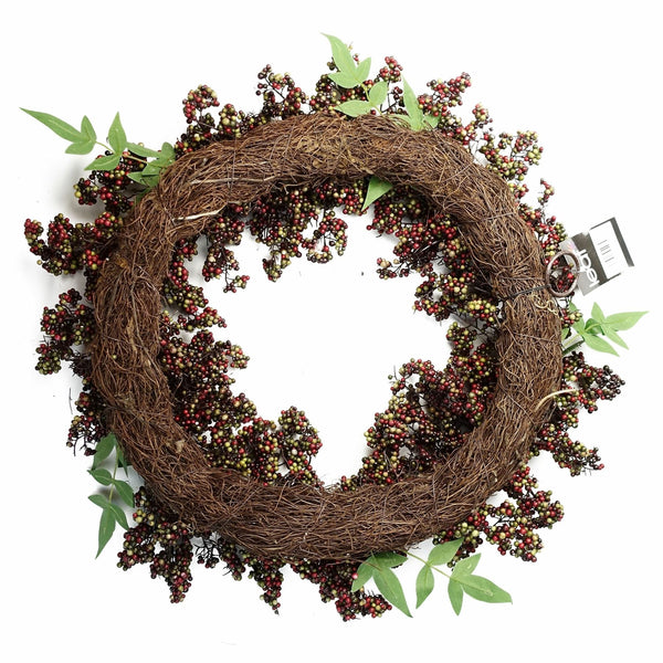 55cm Artificial Hanging Black Berries Wreath