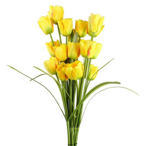 Pack of 6 x 80cm Artificial Tulip Yellow Stem - Premium Quality
