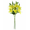 Pack of 6 x Artificial Flowers Large Yellow Lily Stem - 3 Flowers 100cm