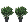 Pair of 50cm Dwarf Artificial Bay Trees Laurel Topiary Bushes - Premium Quality