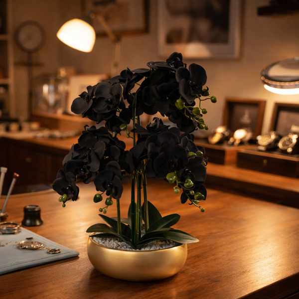 Orchid Black - Gold Ceramic Planter