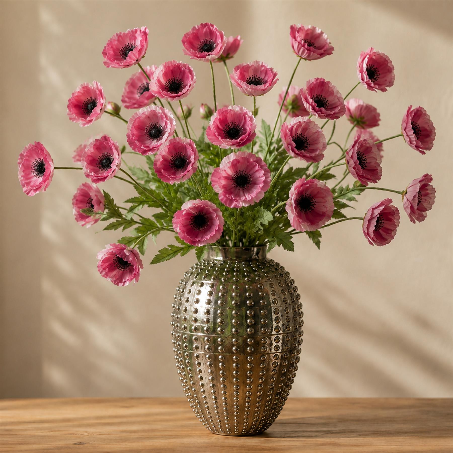 60cm Artificial Purple Poppy Spray - 4 Flowers