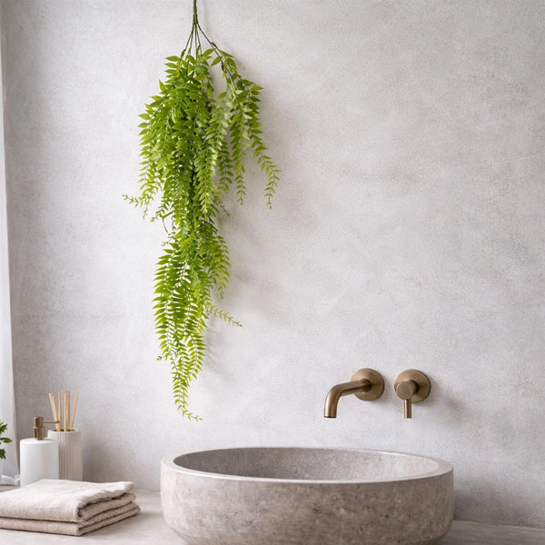 100cm Artificial Trailing Green Leaf Hanging Fern Plant with Wired Top Stems