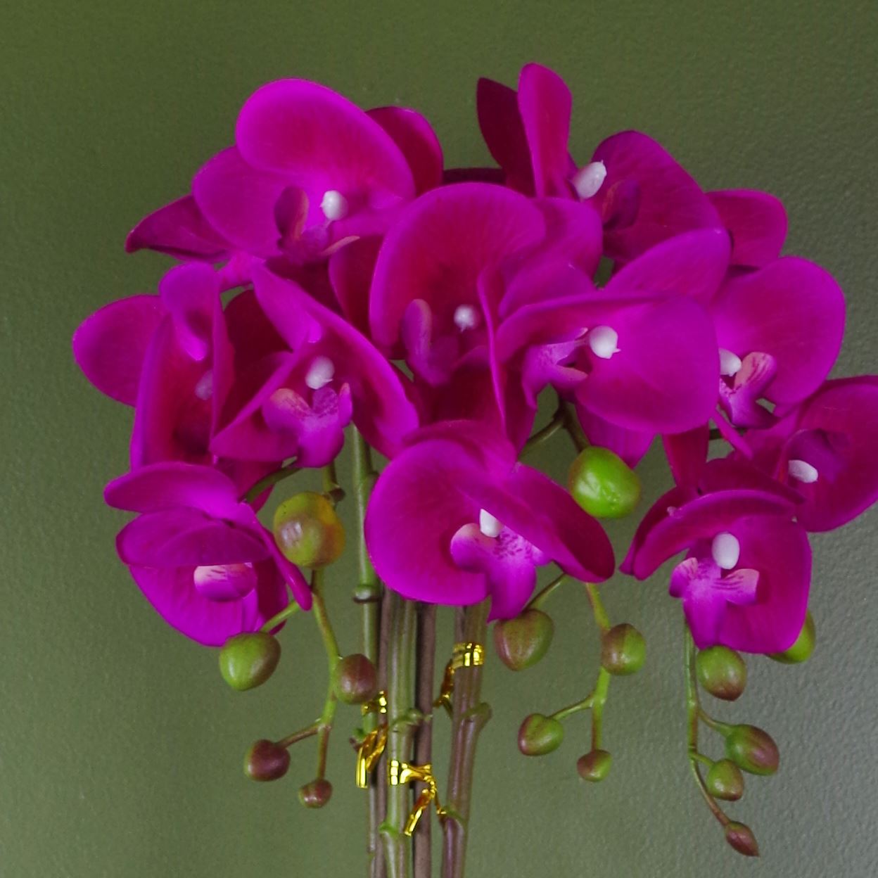 Artificial Orchid Large Dark Pink Silver 52cm Botanik