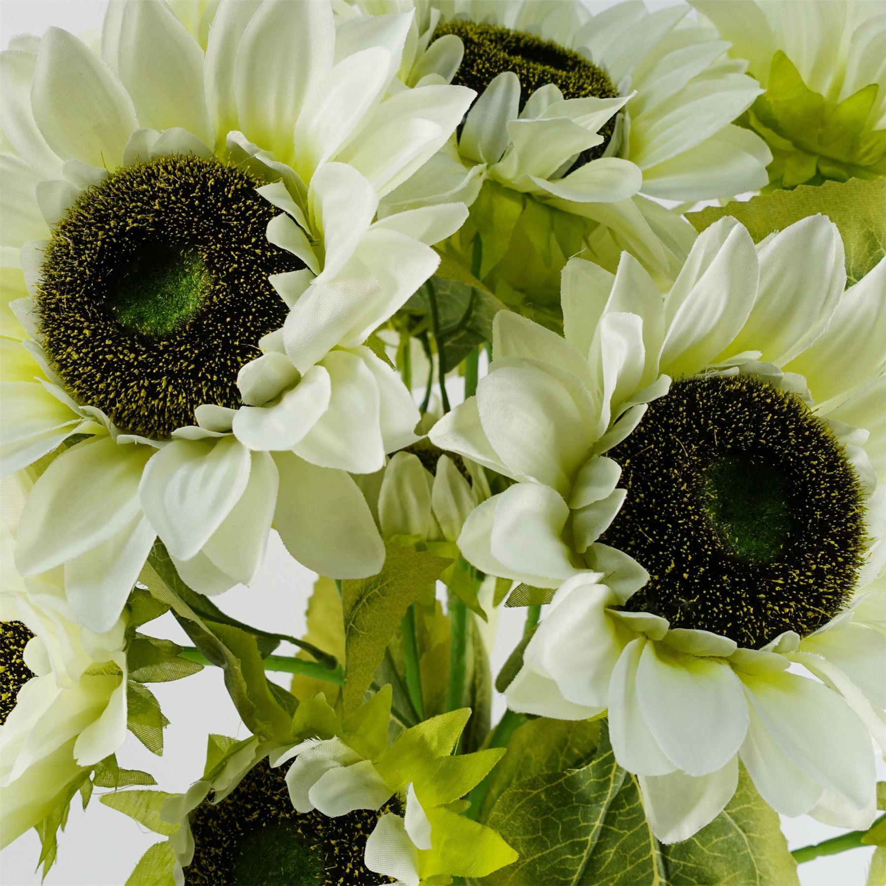 Pack of 6 x Artificial Flowers White Sunflower - 3 heads 88cm