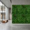 100cm Artificial Mixed Foliage Green Wall Panel with Floral Detail Faux Living Wall