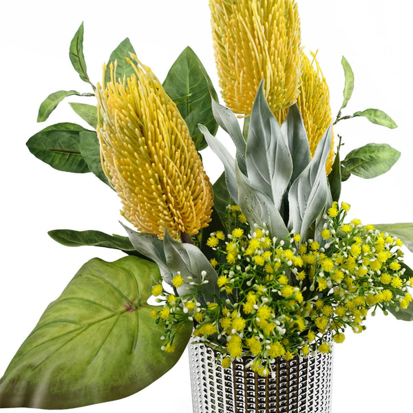 75cm Banksia Menziesii Yellow Flower Stem Artificial