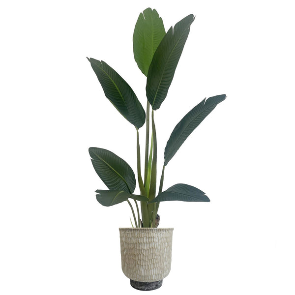 32cm x 29cm Brushed Gold Stone Effect Planter Composite Plant Pot