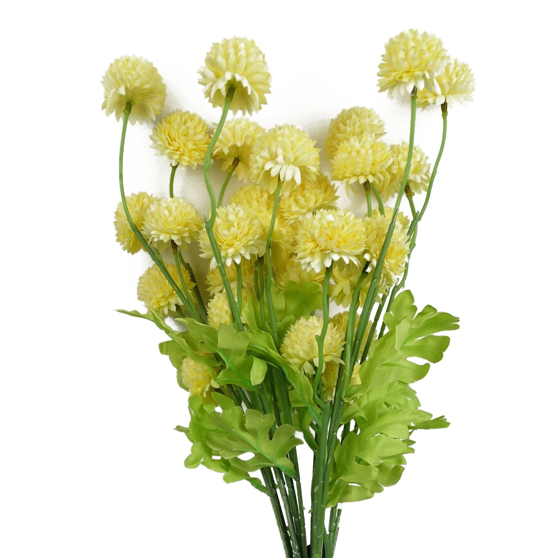 Pack of 6 x 50cm Dahlia Pompom Yellow Artificial Stem