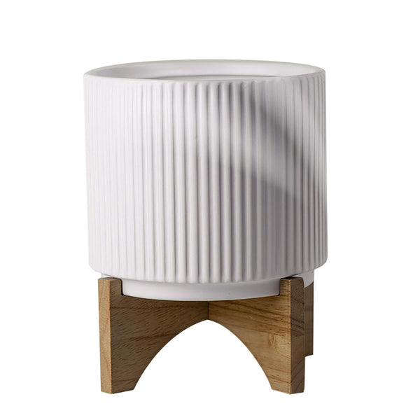 Ceramic Plant Pot Planter Bamboo White 17 x 17 x 21cm