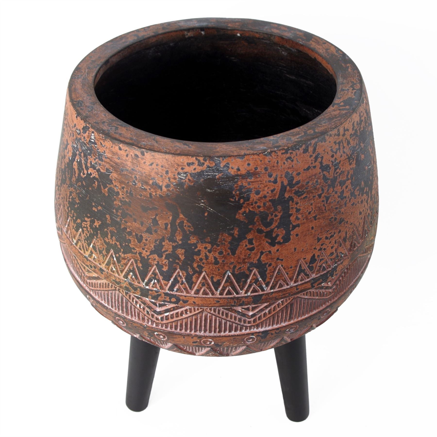 44cm x 30cm Large Zaturn Planter Brown / Black with Legs Large