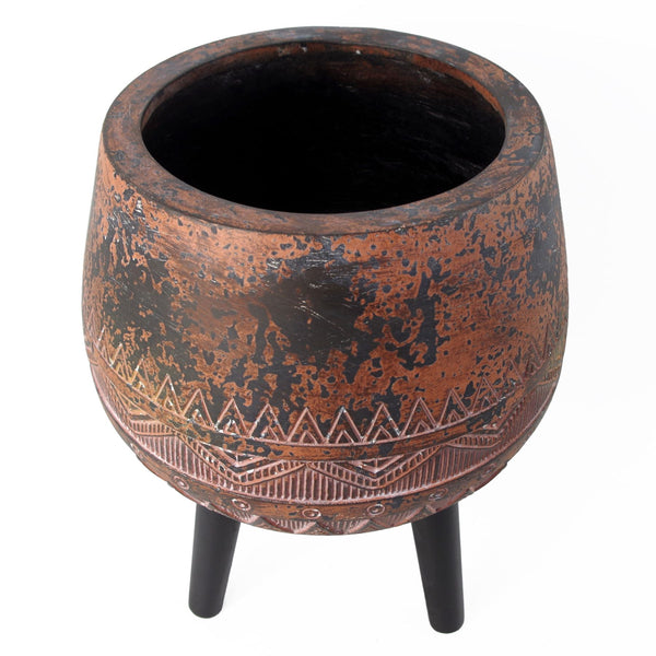 44cm x 30cm Large Zaturn Planter Brown / Black with Legs Large