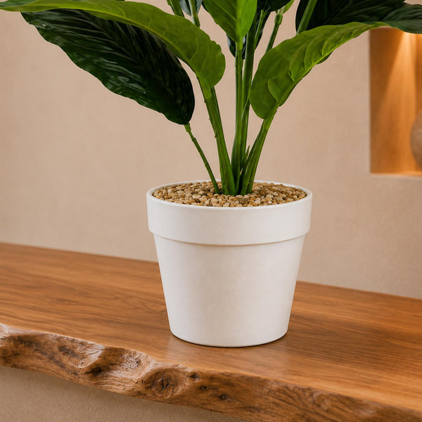 38cm Artificial Pink Peace Lily Plant in White Pot
