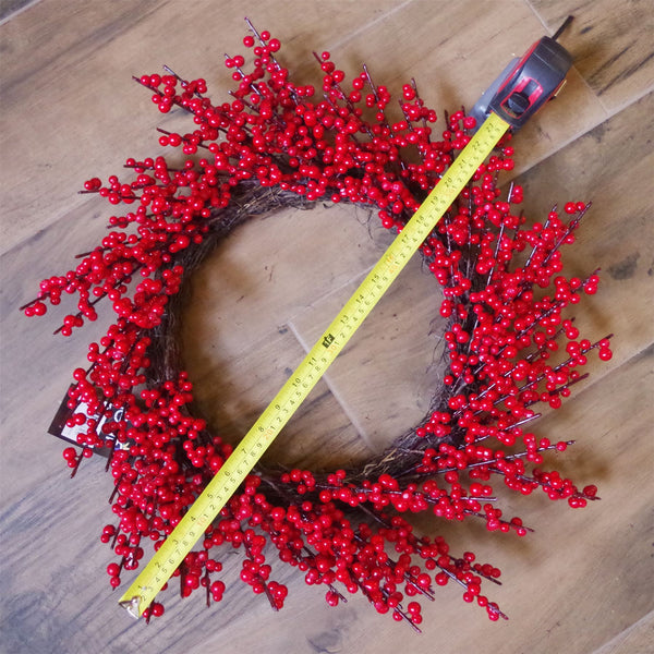 Christmas Red Berry Floristry Wreath 60cm 24 inch Large Luxury Botanik