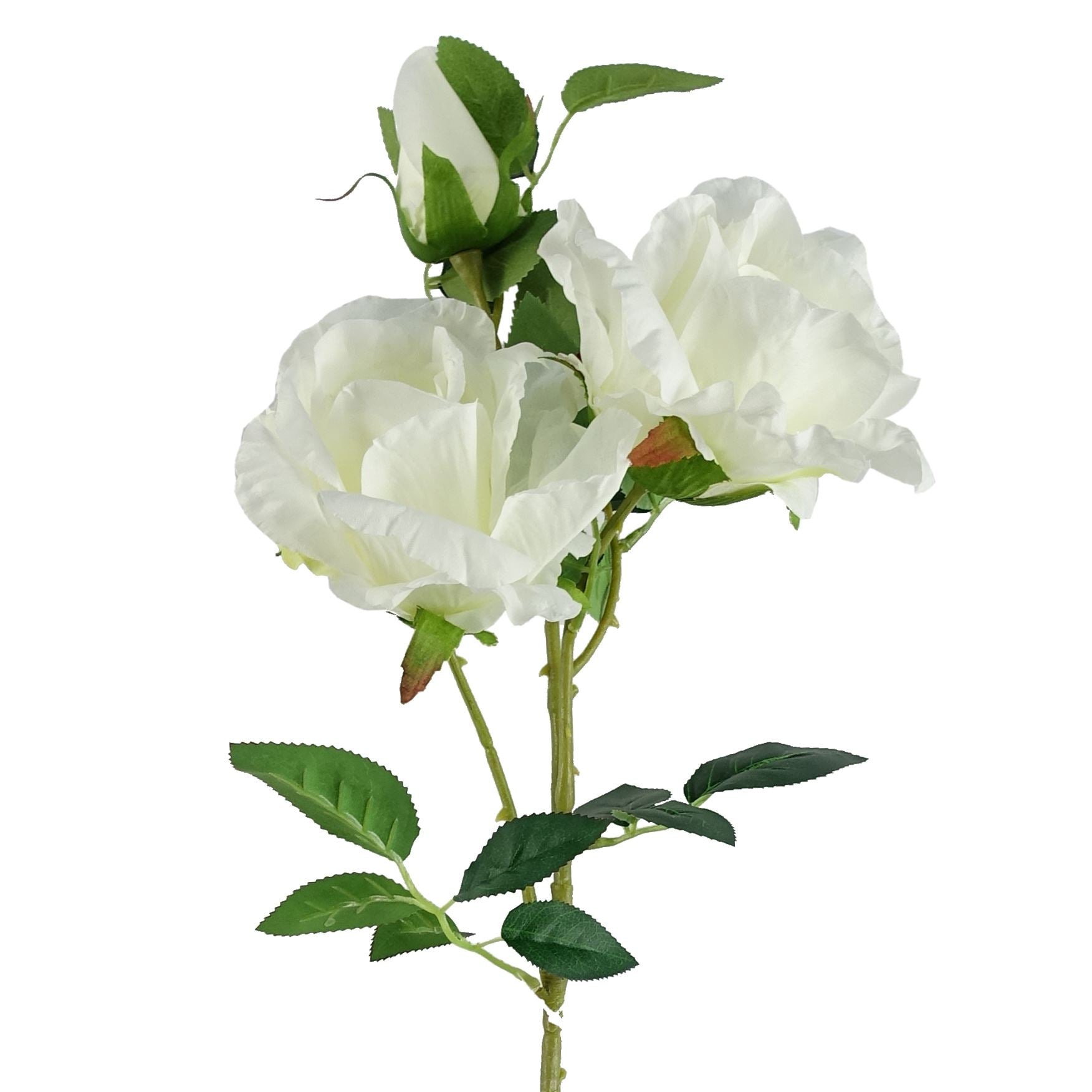 Pack of 6 x Artificial Flowers White Rose Stem - 3 flowers 80cm