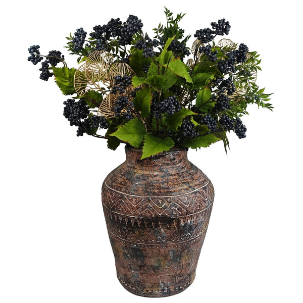 40cm x 32cm Aztec Large Composite Textured Vase Composite Plant Pot