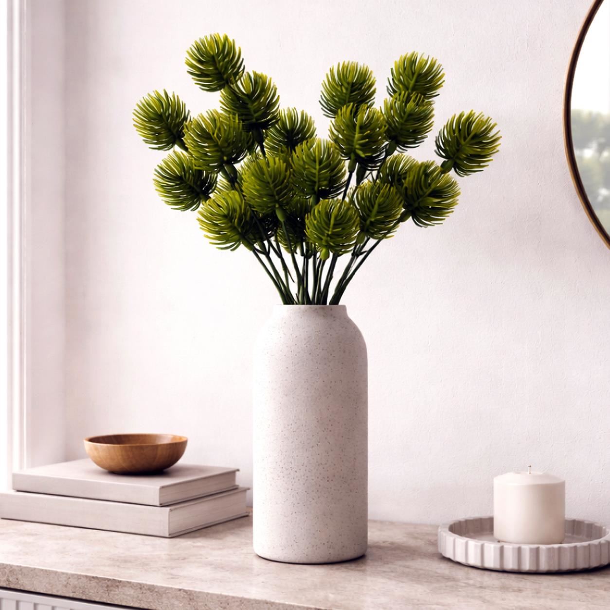 Pack of 6 x 30cm Artificial Cedrus Libani Pine Style Foliage Plant Stem