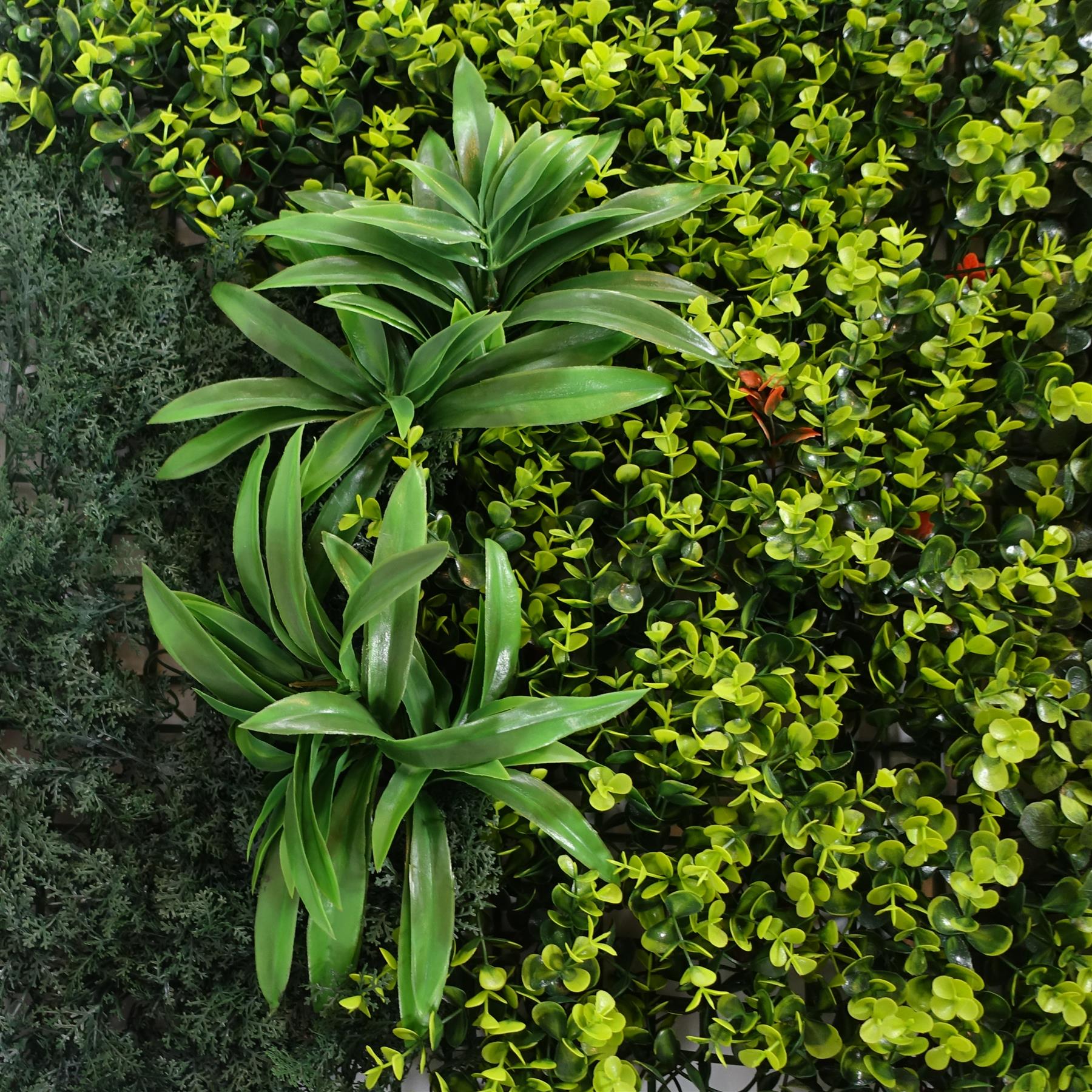 100cm Artificial Mixed Green Foliage Wall Panel with Ferns and Yellow Grass Accents