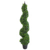Pair of 120cm (4ft) Tall Artificial Boxwood Tower Trees Topiary Spiral Metal Top