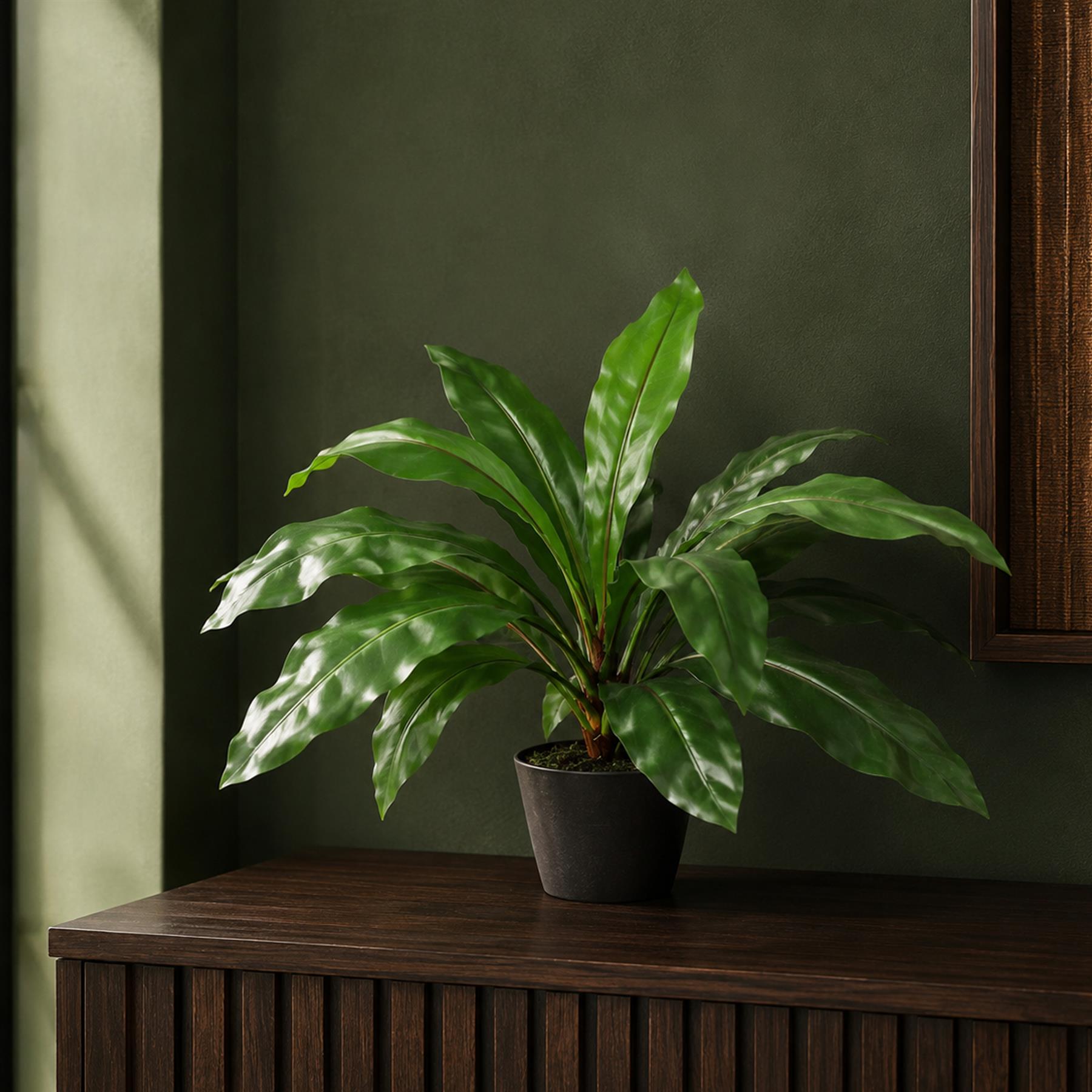 Artificial Bird Nest Fern Plastic weighted pot 60cm Realistic House Plants Botanik