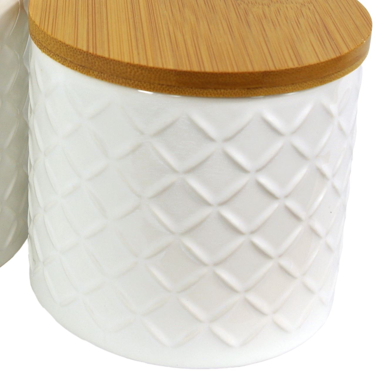 Ceramic Storage Jars Kitchen Canisters Lids Cream 18cm Set 2