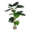 Artificial Monstera Plant 150cm Luxury Cheese Plant Tall Silver Metal Planter