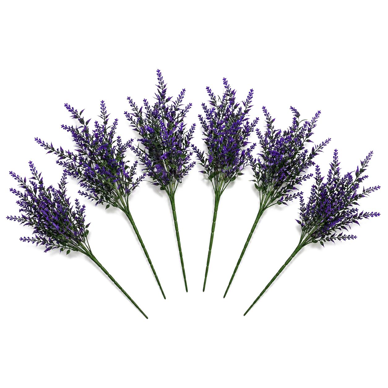 Pack of 6 x 34cm Artificial Purple Heather Stem Plant