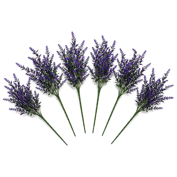 Pack of 6 x 34cm Artificial Purple Heather Stem Plant